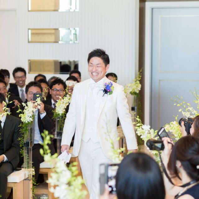 福岡　結婚式　ハカタギグランヒューリ　チャペル　教会式　タキシード
