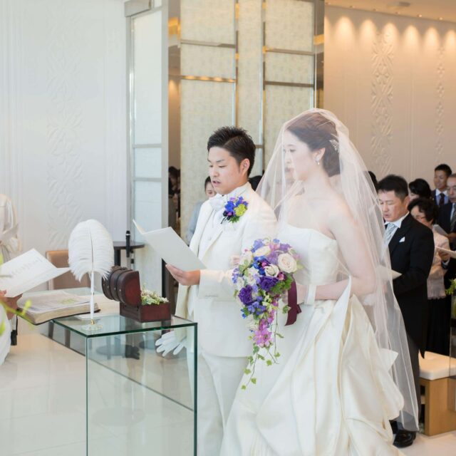 福岡　結婚式　ハカタギグランヒューリ　チャペル　教会式　ウェディングドレス　アントニオリーヴァ　ANTONIORIVA