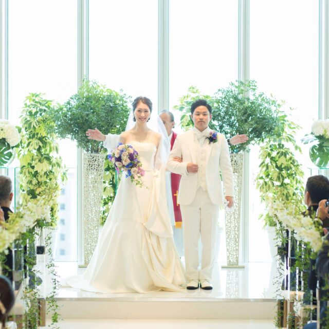 福岡　結婚式　ハカタギグランヒューリ　チャペル　教会式　ウェディングドレス　アントニオリーヴァ　ANTONIORIVA