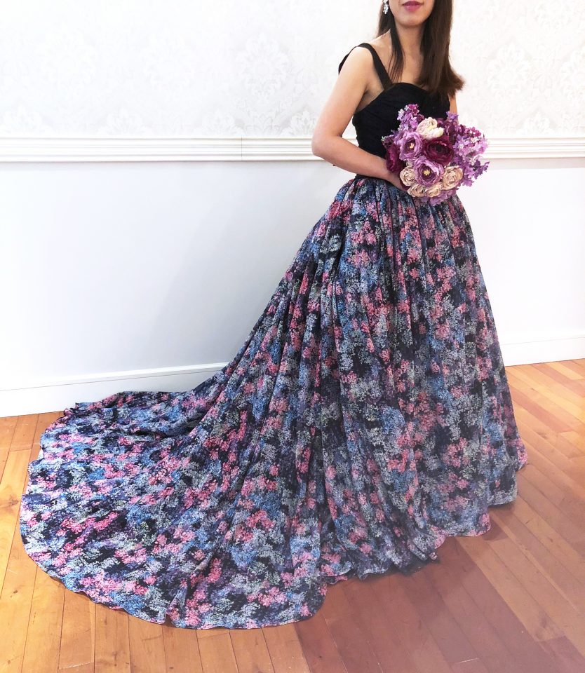 Fiore Bianca(フィオーレビアンカ)　フラワープリント　ドレス