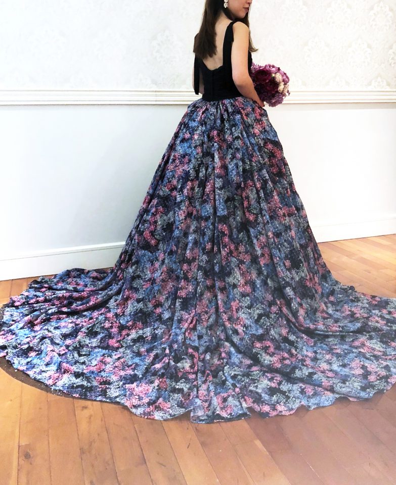 Fiore Bianca(フィオーレビアンカ)　フラワープリント　ドレス