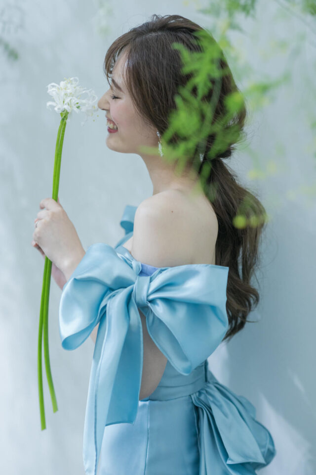 Leaf for Bridesのブルーのカラードレス